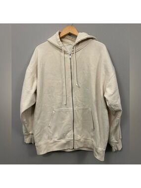 John Galt Zip Up Baggy Sweater Cream Oversized
